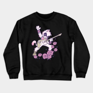 Pastel Goth Kawaii Heavy Metal Cat Guitarist Guitar Playing Crewneck Sweatshirt